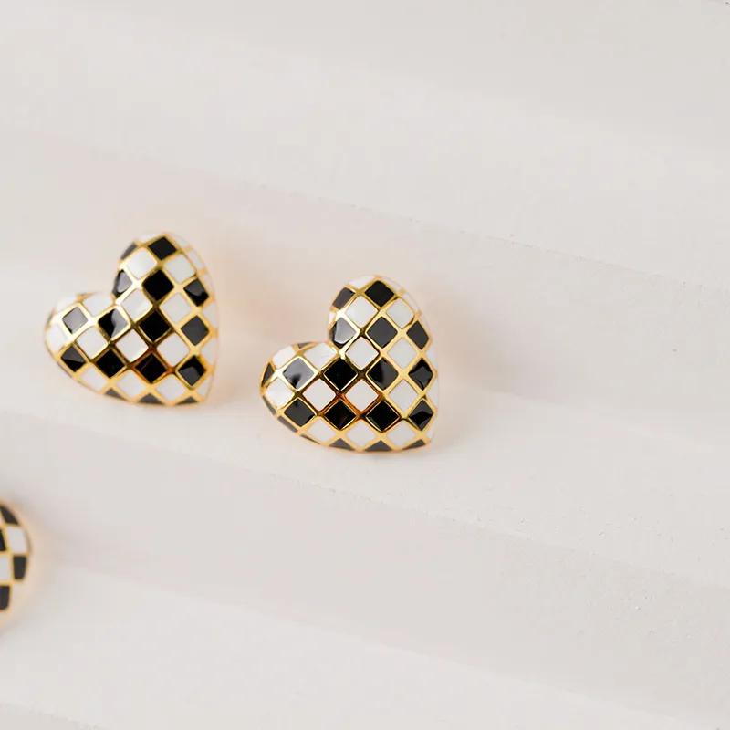ZURY S925 Silver Stud Earrings Women's Gold-2