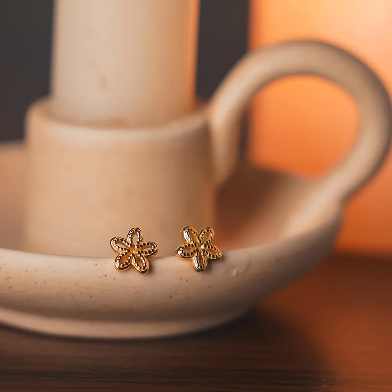 ZURY S925 Silver Stud Earrings Women's Gold-2