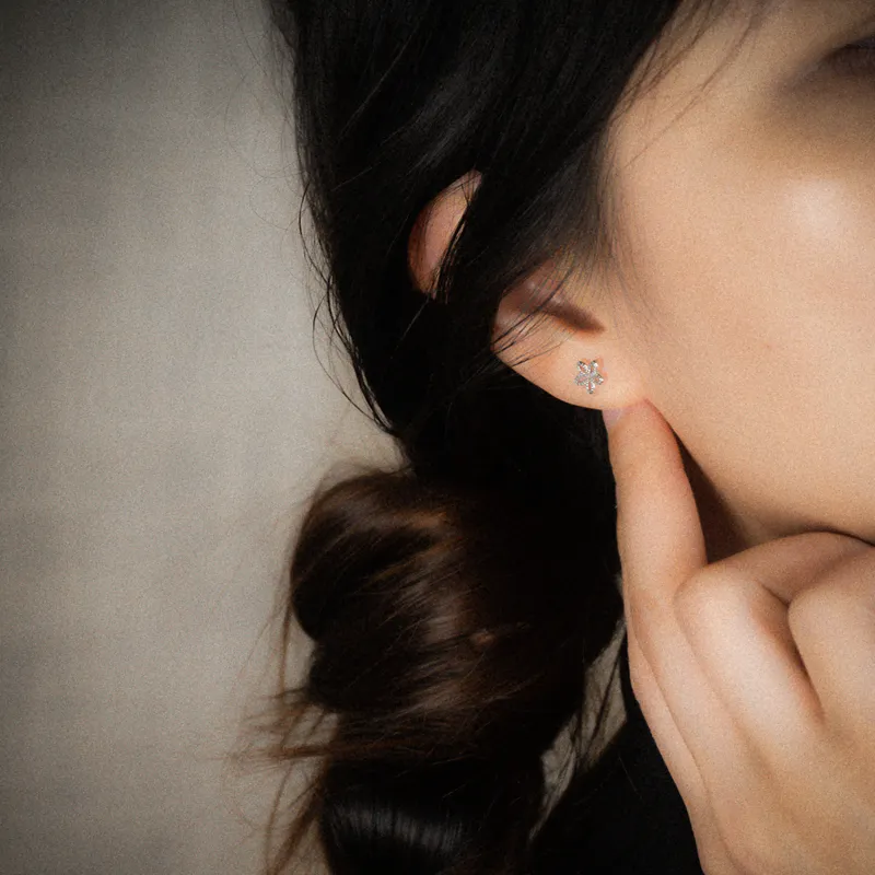 ZURY S925 Silver Stud Earrings Women's Gold-1