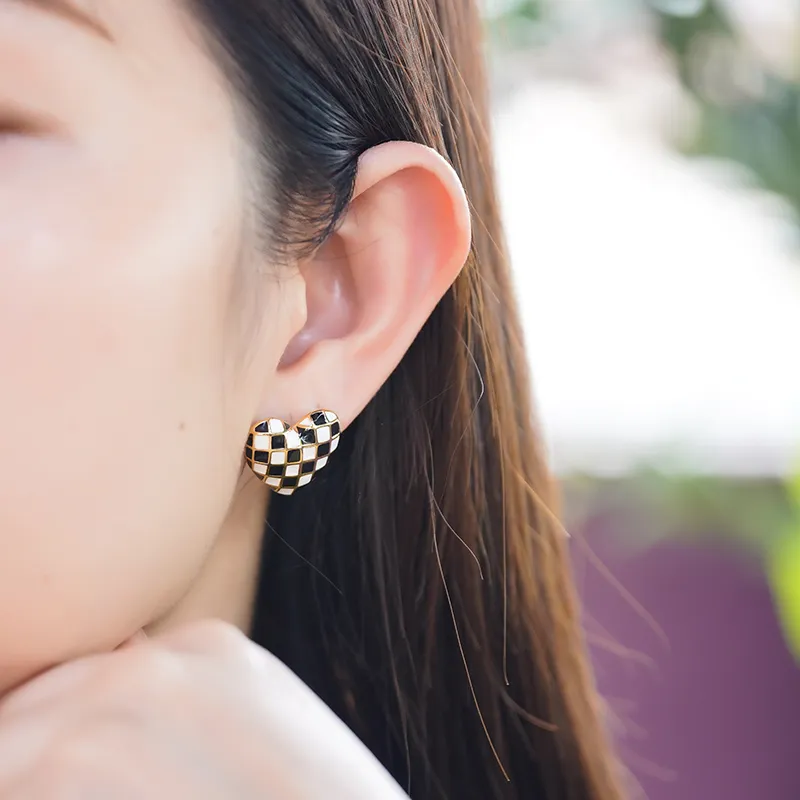ZURY S925 Silver Stud Earrings Women's Gold-1