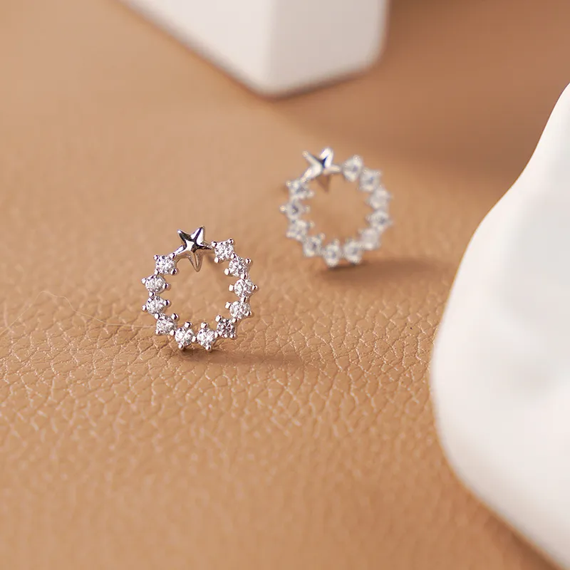 ZURY S925 Silver Stud Earrings Women's Silver Anniversary Gift-1