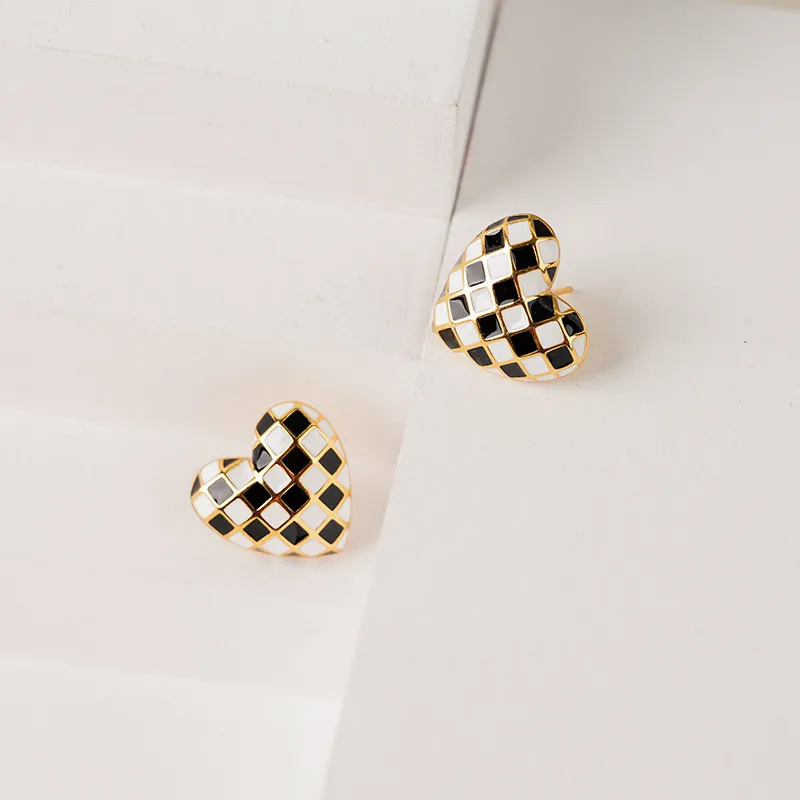 ZURY S925 Silver Stud Earrings Women's Gold-3