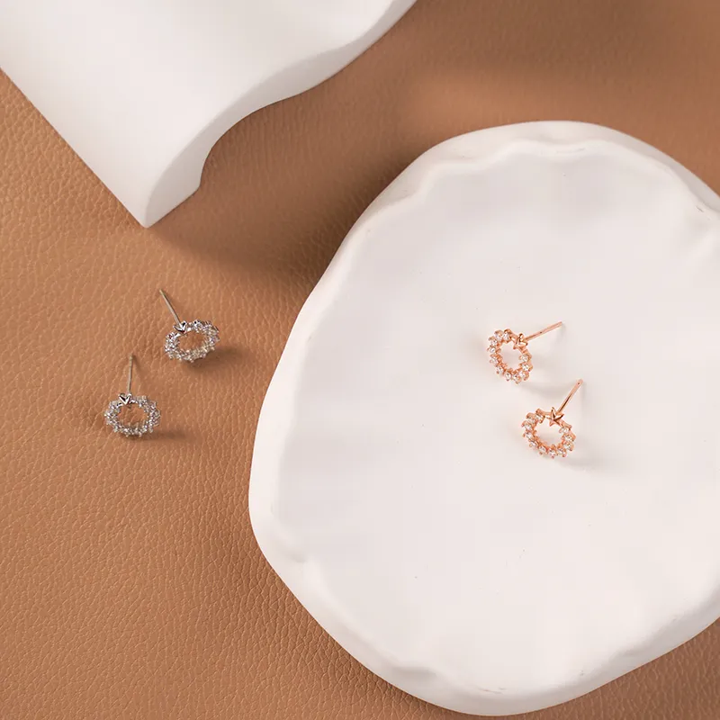 ZURY S925 Silver Stud Earrings Women's Silver Anniversary Gift-3