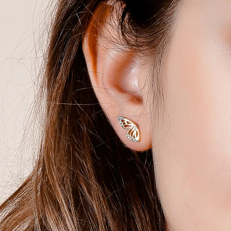 ZURY S925 Silver Stud Earrings Women's Gold-1