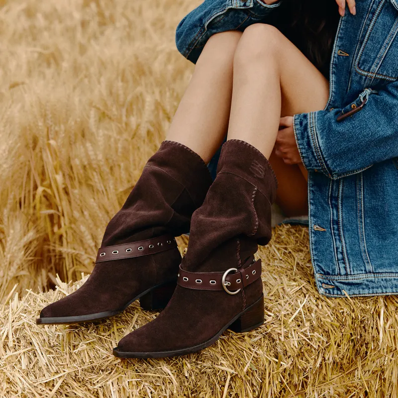 BREAD TREE Slouch Boots 4.5cm Women's Cocoa Brown-1