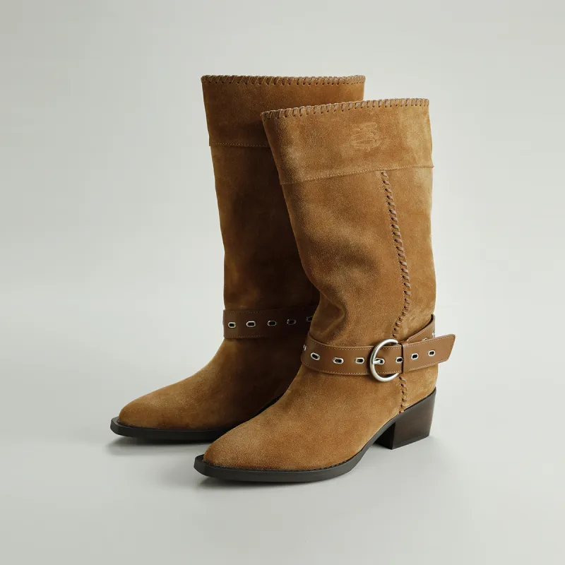 BREAD TREE Slouch Boots 4.5cm Women's Cocoa Brown-11
