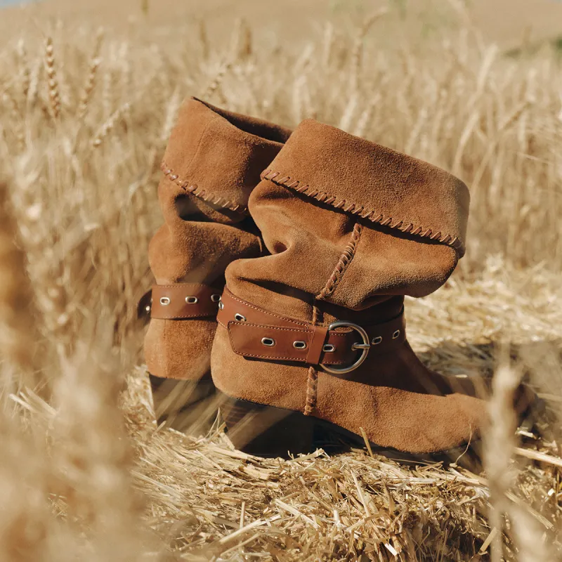 BREAD TREE Slouch Boots 4.5cm Women's Cocoa Brown-9