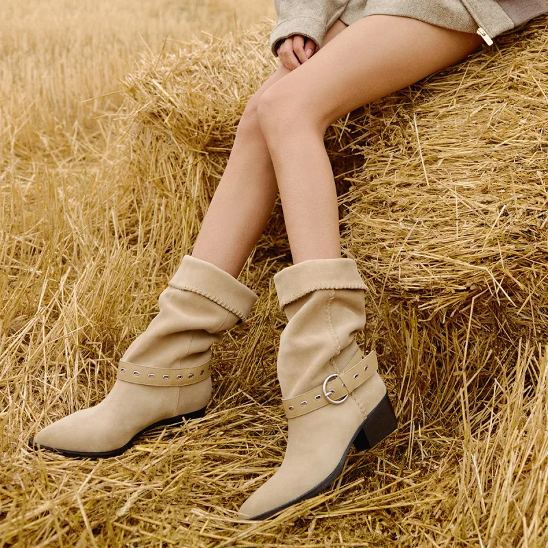 BREAD TREE Slouch Boots 4.5cm Women's Cocoa Brown-7