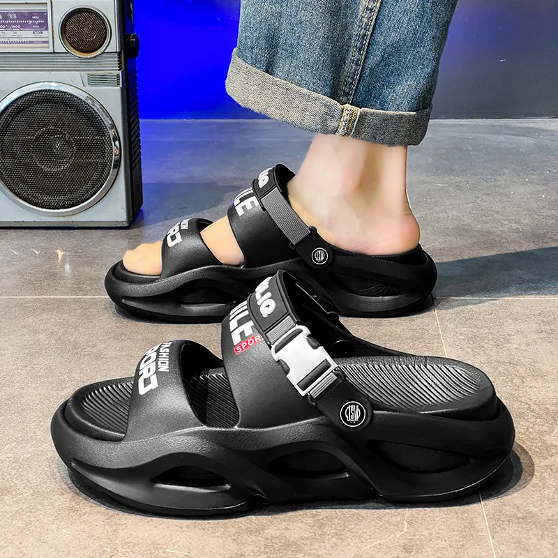 JEANSWEST Beach Sandals Unisex Black/White-24