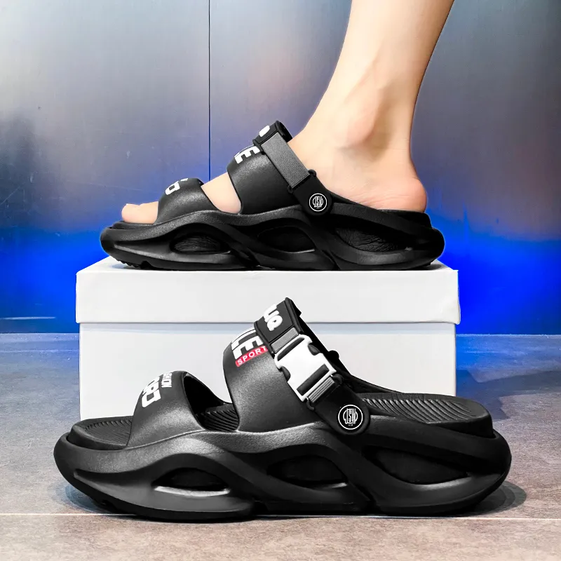 JEANSWEST Beach Sandals Unisex Black/White-23
