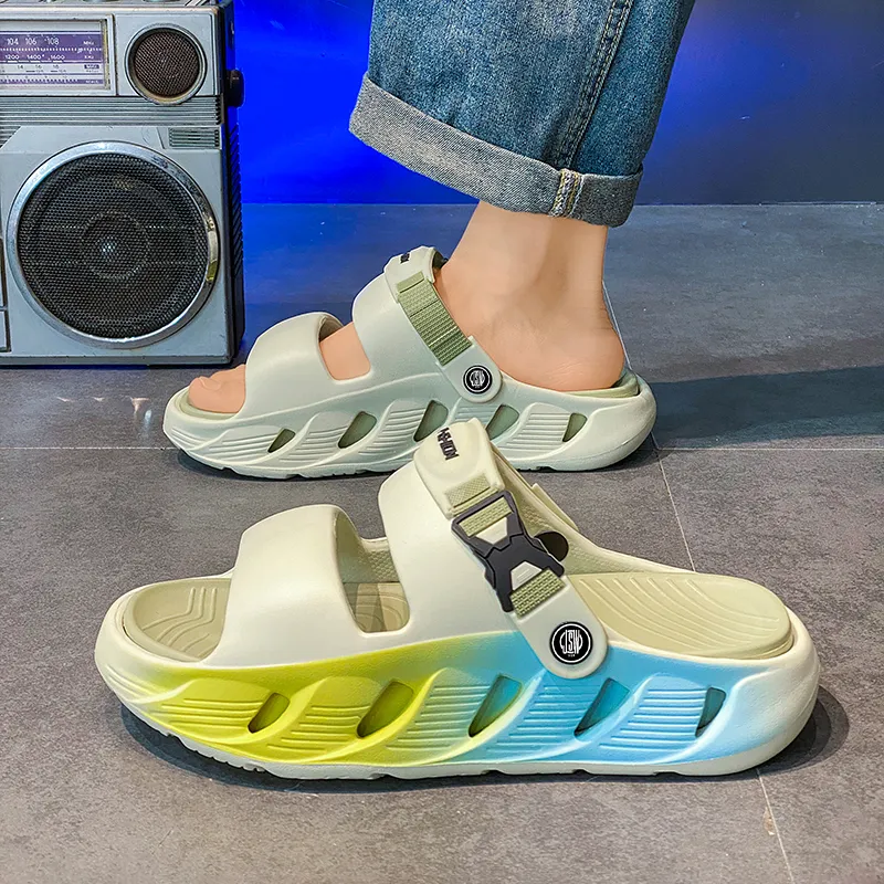 JEANSWEST Beach Sandals Men Green/Brown/Gray-5