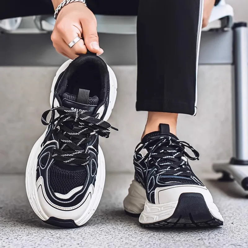 JEANSWEST Shock Absorbing, Non Slip, Wear Resistant, Breathable And Lightweight Low Top Chunky Sneakers Men's-1