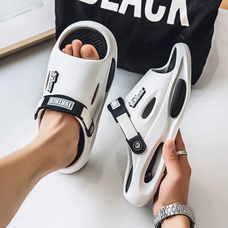 JEANSWEST Beach Sandals Men Black/White-9