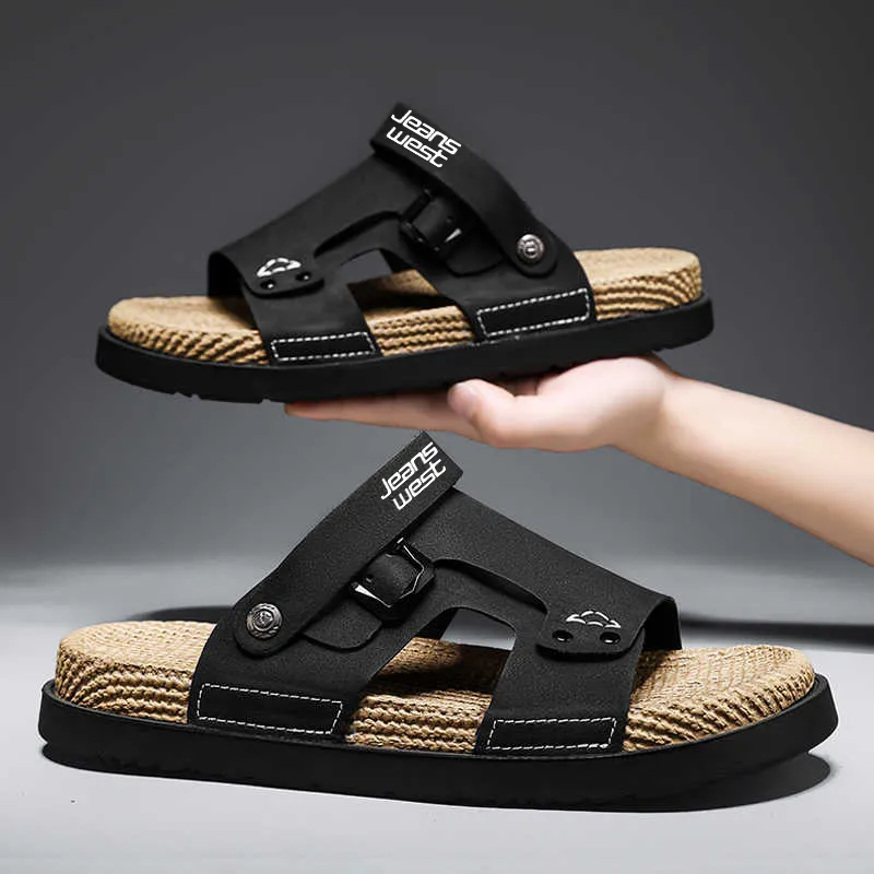 JEANSWEST Beach Sandals Men Black-8