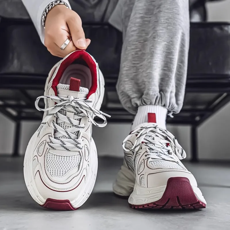 JEANSWEST Shock Absorbing, Non Slip, Wear Resistant, Breathable And Lightweight Low Top Chunky Sneakers Men's-4