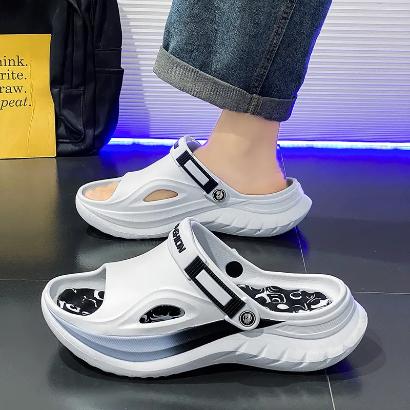 JEANSWEST Beach Sandals Unisex Black/White-1