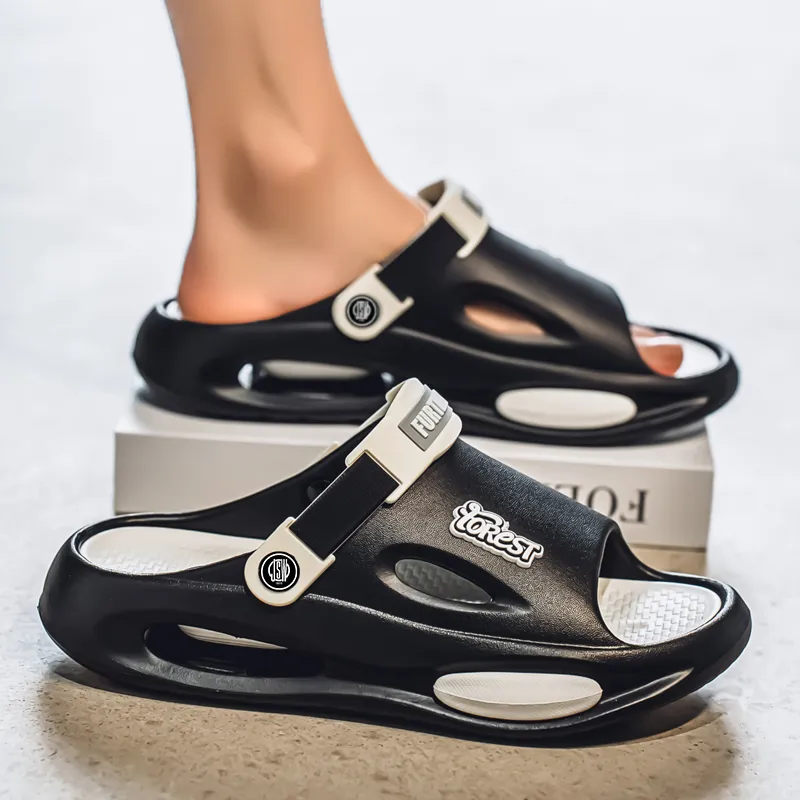 JEANSWEST Beach Sandals Men Black/White-1