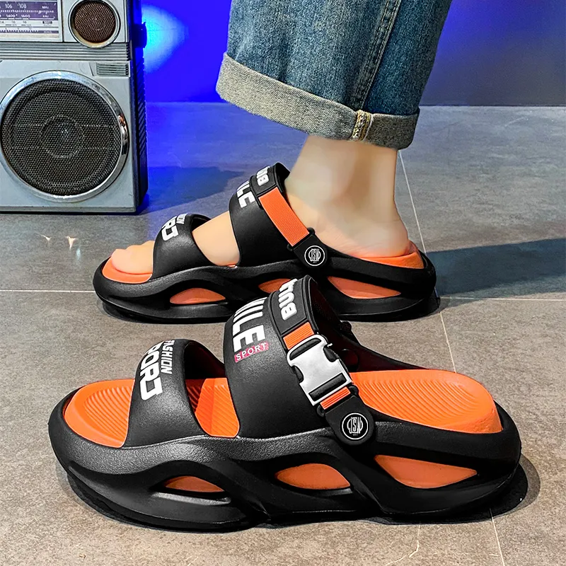JEANSWEST Beach Sandals Unisex Black/White-14