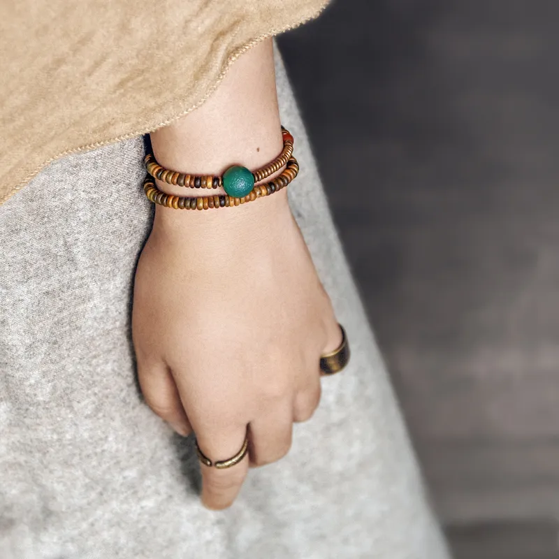 MUXIANG Green Sandalwood Bracelets Unisex-1