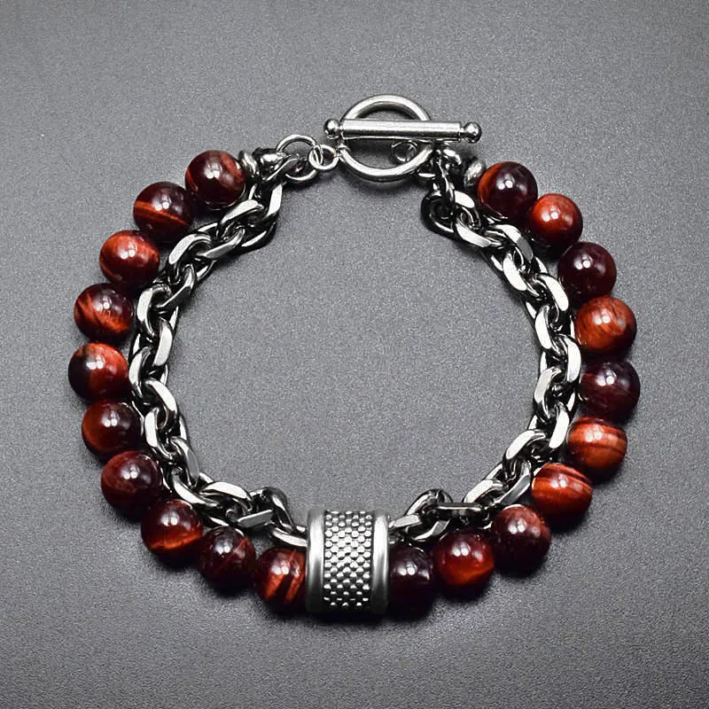 MUXIANG Tiger's Eye Stone Bracelets Unisex-4
