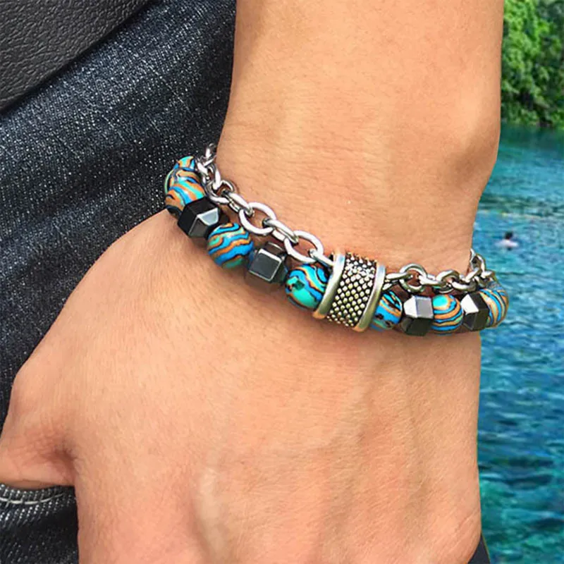 MUXIANG Malachite Bracelets Unisex-1