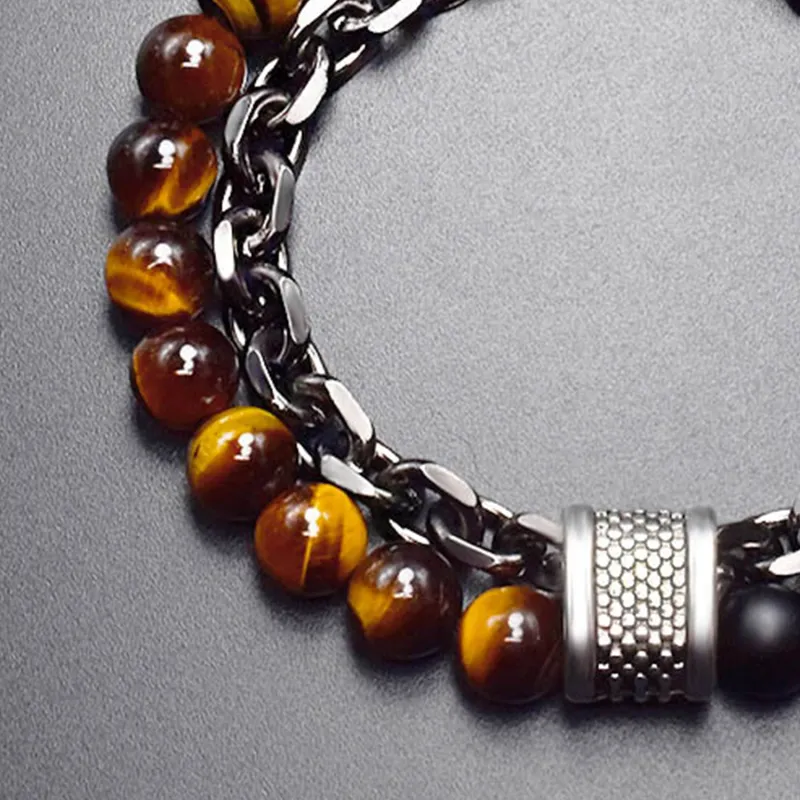 MUXIANG Tiger's Eye Stone Bracelets Unisex-1