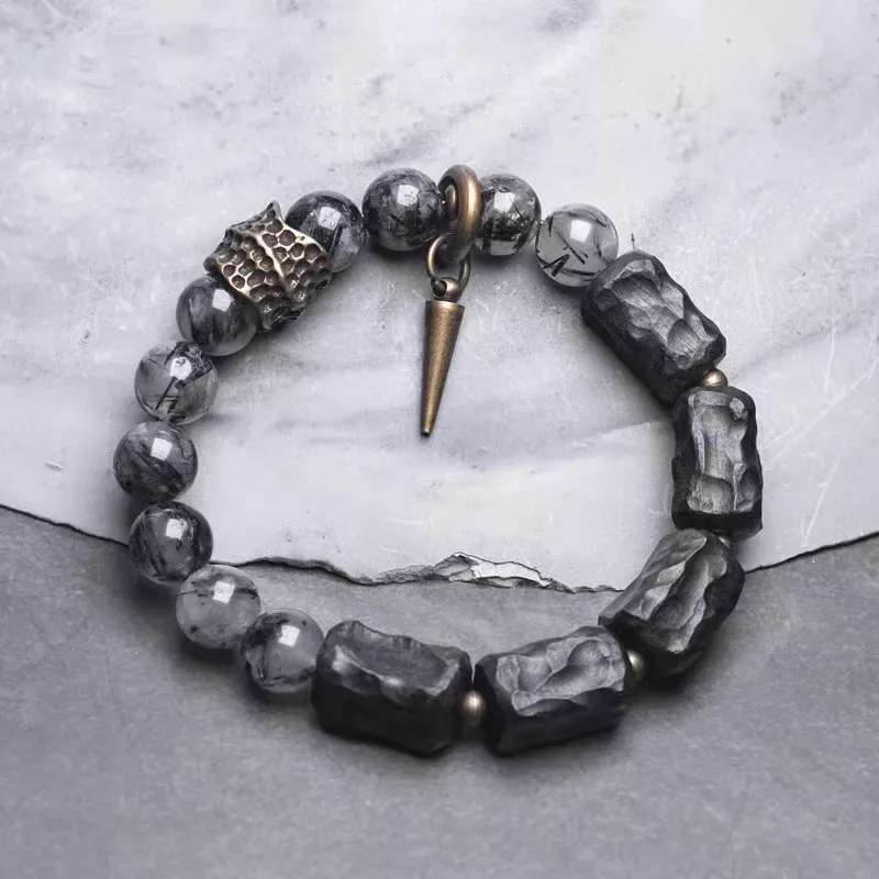 MUXIANG Ebony Wooden Bracelets Unisex-2