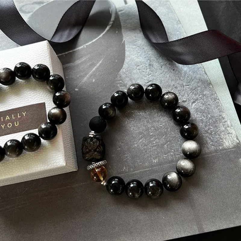 MUXIANG Obsidian Bracelets Unisex-3