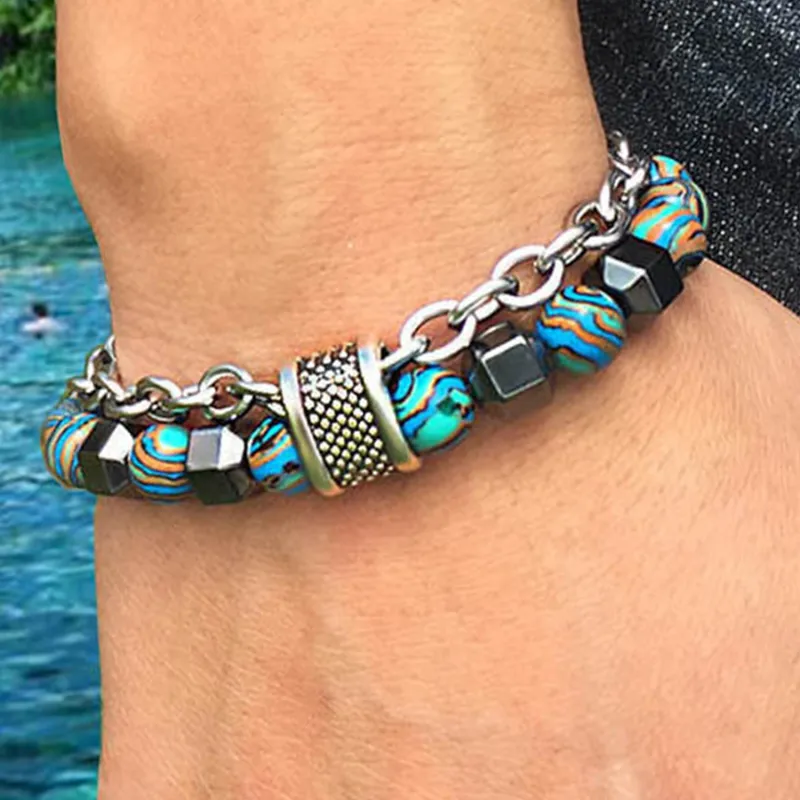 MUXIANG Malachite Bracelets Unisex-2
