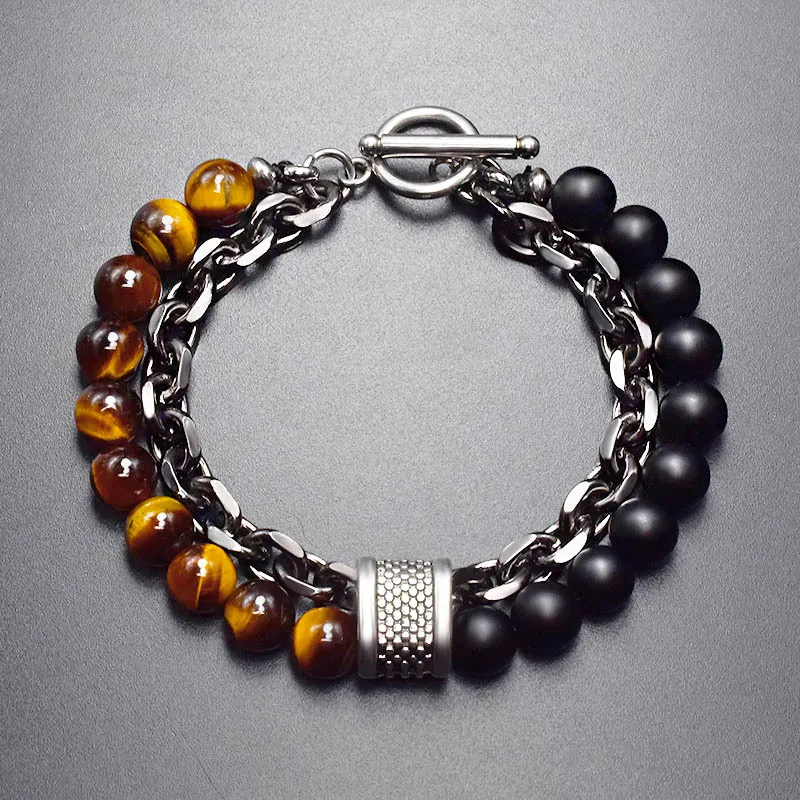 MUXIANG Tiger's Eye Stone Bracelets Unisex-4