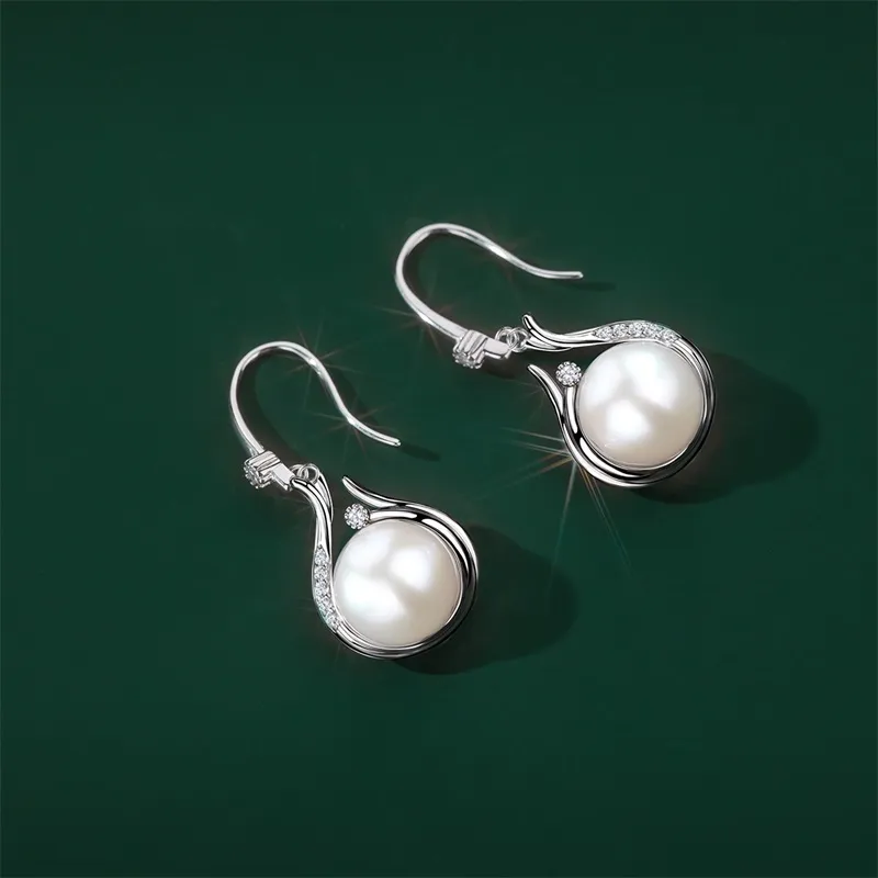 Mofei Freshwater Pearl Hoop Earrings Women's Sterling Silver-5