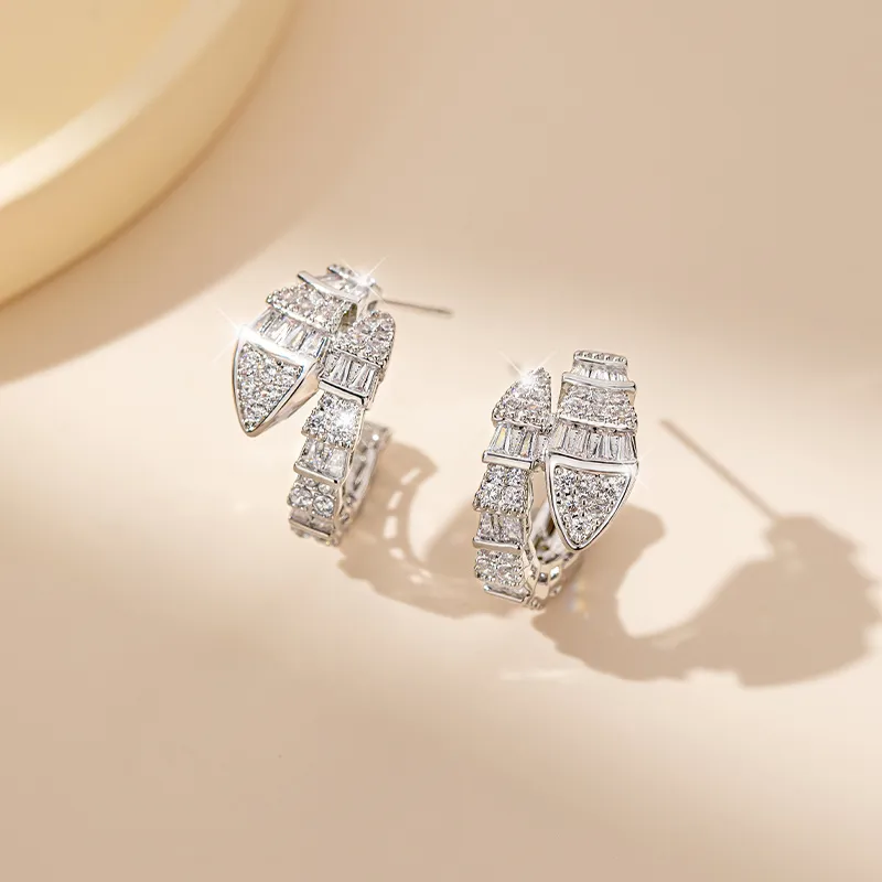 Mofei S925 Sterling Silver Stud Earrings Women's-4
