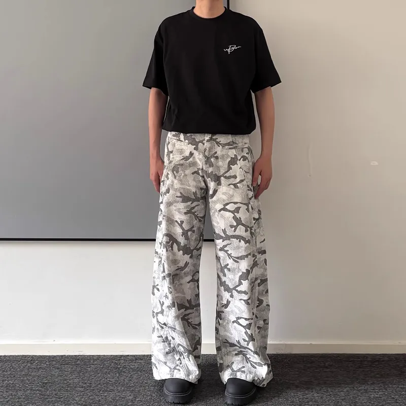 Beam Mix With Kimchi x LBPC X PickleClub Jeans Unisex Gray Camouflage-5