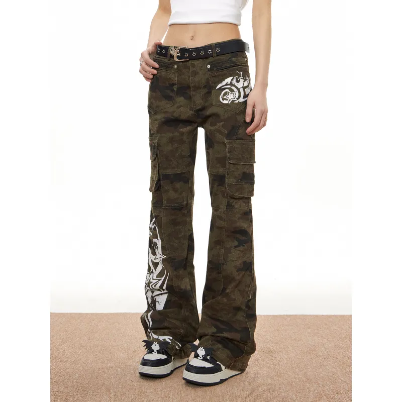 Beam Mix With Kimchi Slim Fit Bootcut Camouflage Jeans Unisex-28