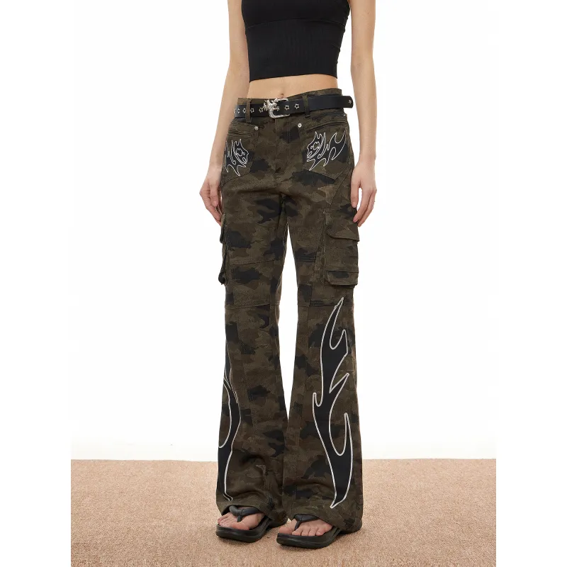 Beam Mix With Kimchi Slim Fit Bootcut Camouflage Jeans Unisex-16
