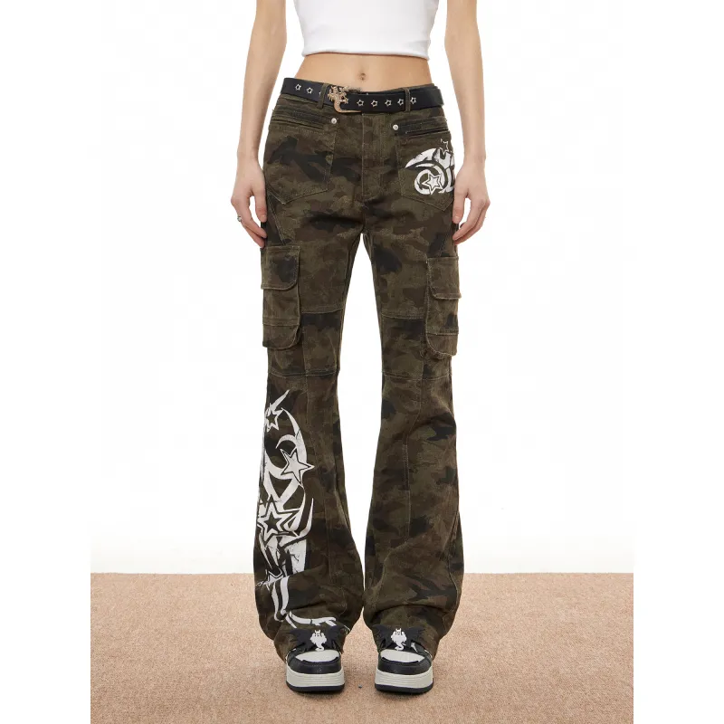 Beam Mix With Kimchi Slim Fit Bootcut Camouflage Jeans Unisex-26
