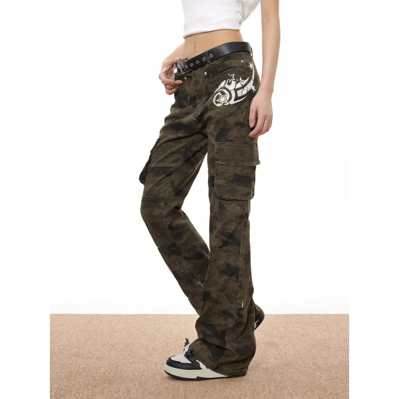 Beam Mix With Kimchi Slim Fit Bootcut Camouflage Jeans Unisex-27