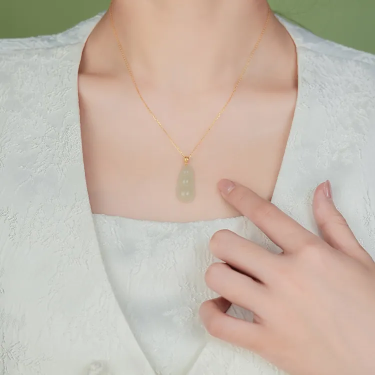 Zocai Hetian Jade Necklaces Pale Greenish White Jade Women's-4