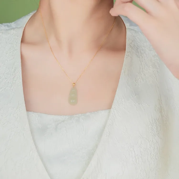 Zocai Hetian Jade Necklaces Pale Greenish White Jade Women's-5