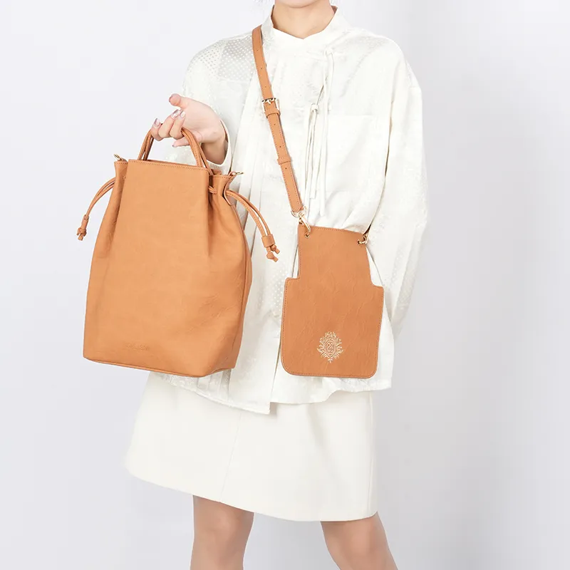 SISISM PU Crossbody Bag Medium Size Women's Wheat/Ginger Yellow-2
