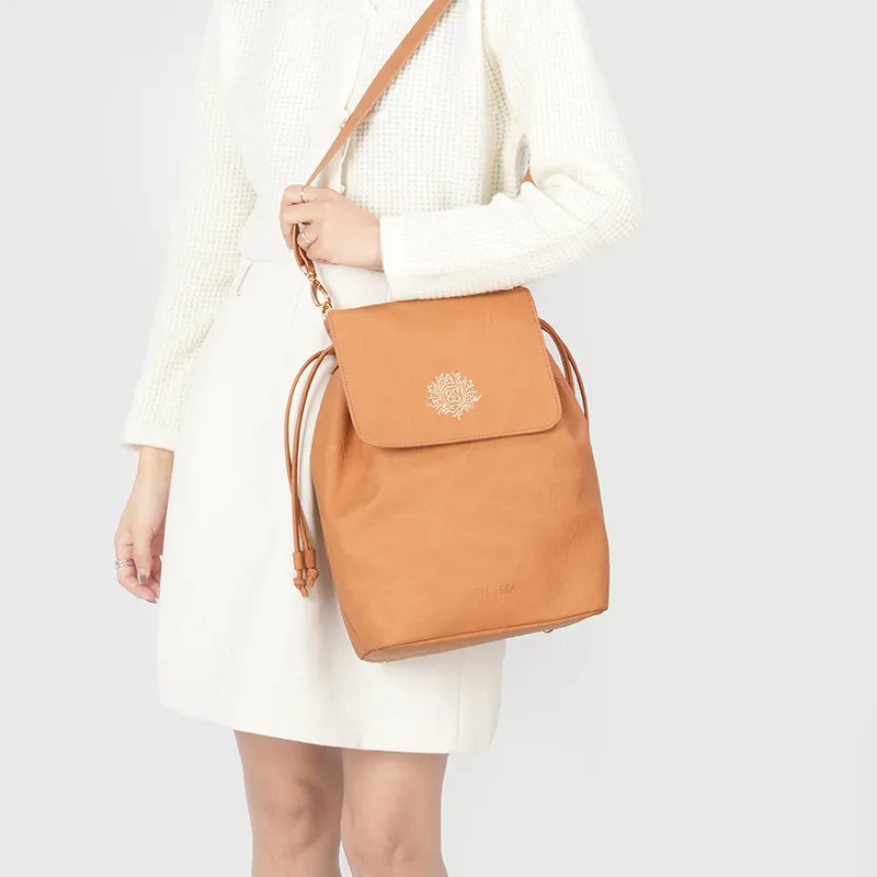 SISISM PU Crossbody Bag Medium Size Women's Wheat/Ginger Yellow-3
