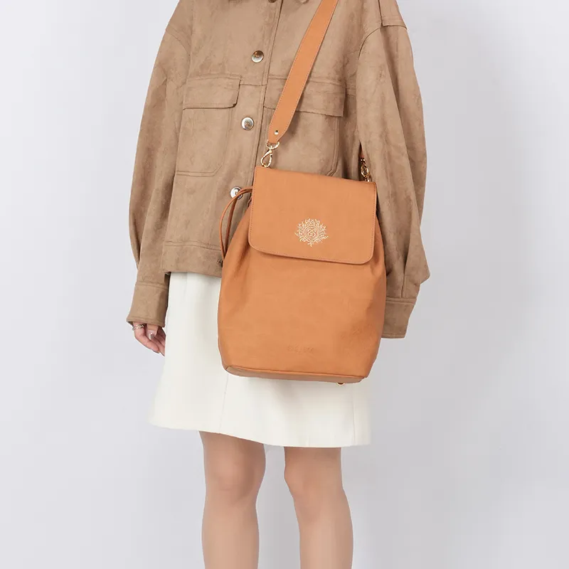 SISISM PU Crossbody Bag Medium Size Women's Wheat/Ginger Yellow-4