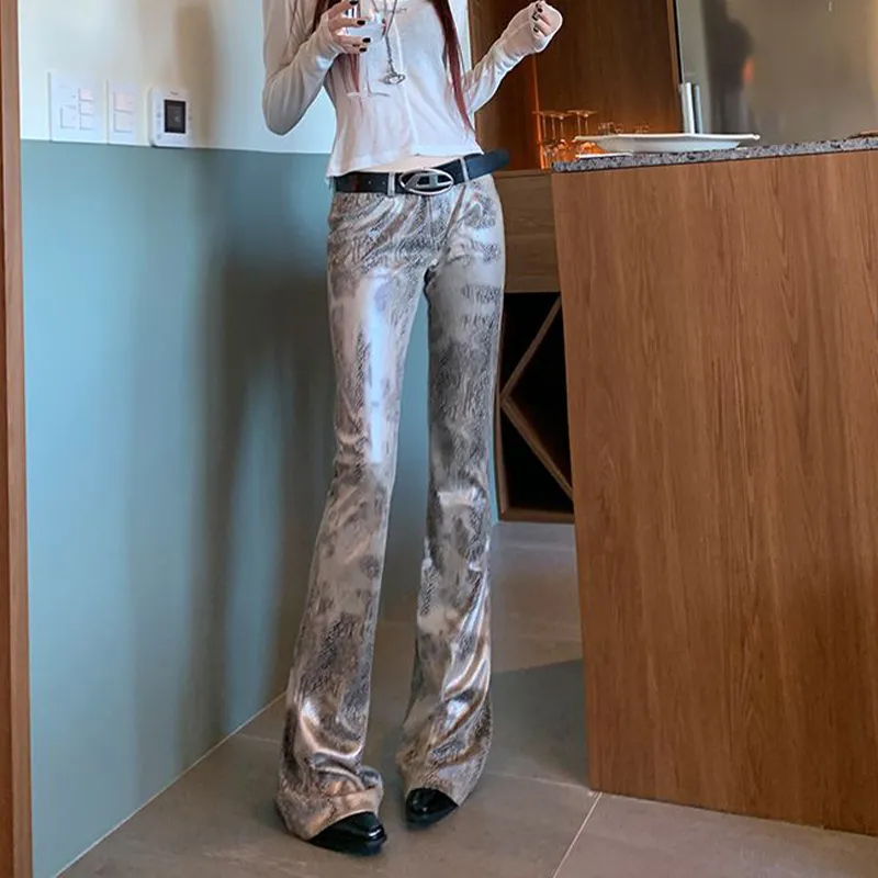 FAIRWHALE Casual Pants Women's Fragmented Wild Python-6