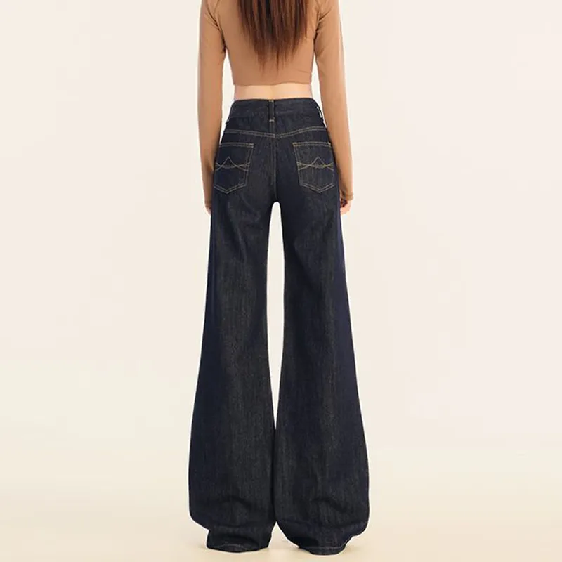 FAIRWHALE Loose Fit Wide Leg Jeans Women's Denim Blue-7