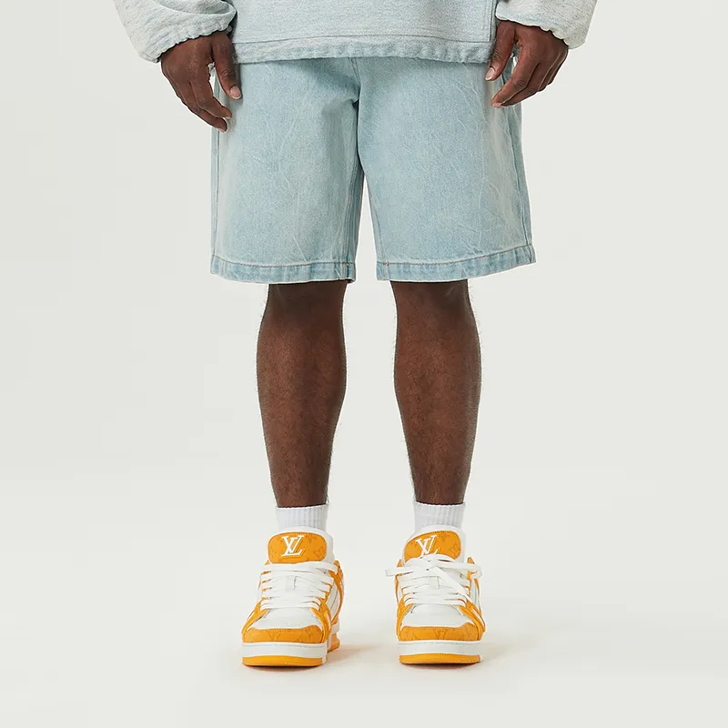Slamble Denim Shorts Unisex Washed Denim-2