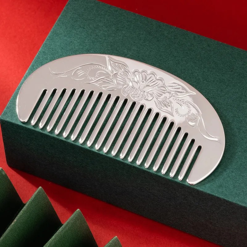 Yu Yin 999 Fine Silver Hair Comb Women's-4