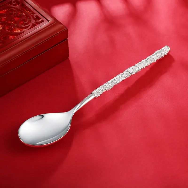 Yu Yin 999 Fine Silver Soup Ladle Spoon Unisex-4