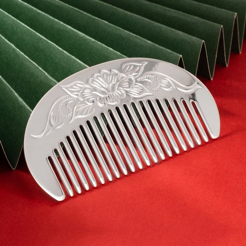 Yu Yin 999 Fine Silver Hair Comb Women's-5