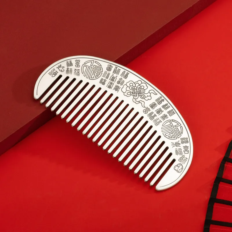 Yu Yin Pure Silver 999 Sterling Silver Comb Women's-3