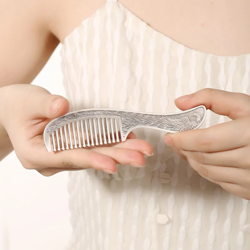 Yu Yin 999 Fine Silver Hair Comb Women's-2